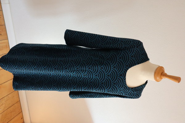 Kleid Bio-Baumwolljacquard schwarz-blau